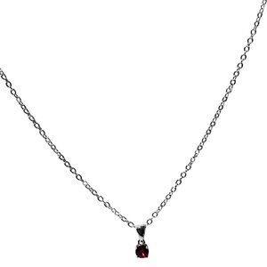 Elegant Ruby Red Gemstone Silver Tone Pendant Necklace Fashion Jewelry Women